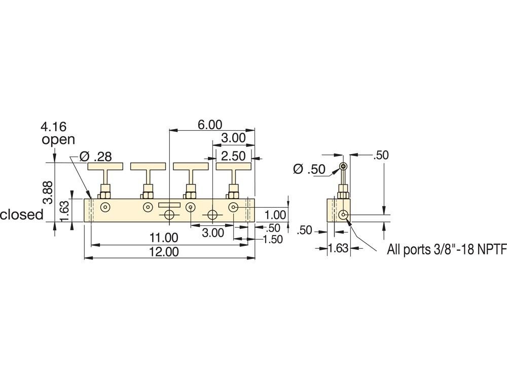 Imperial dimension diagram for AM41